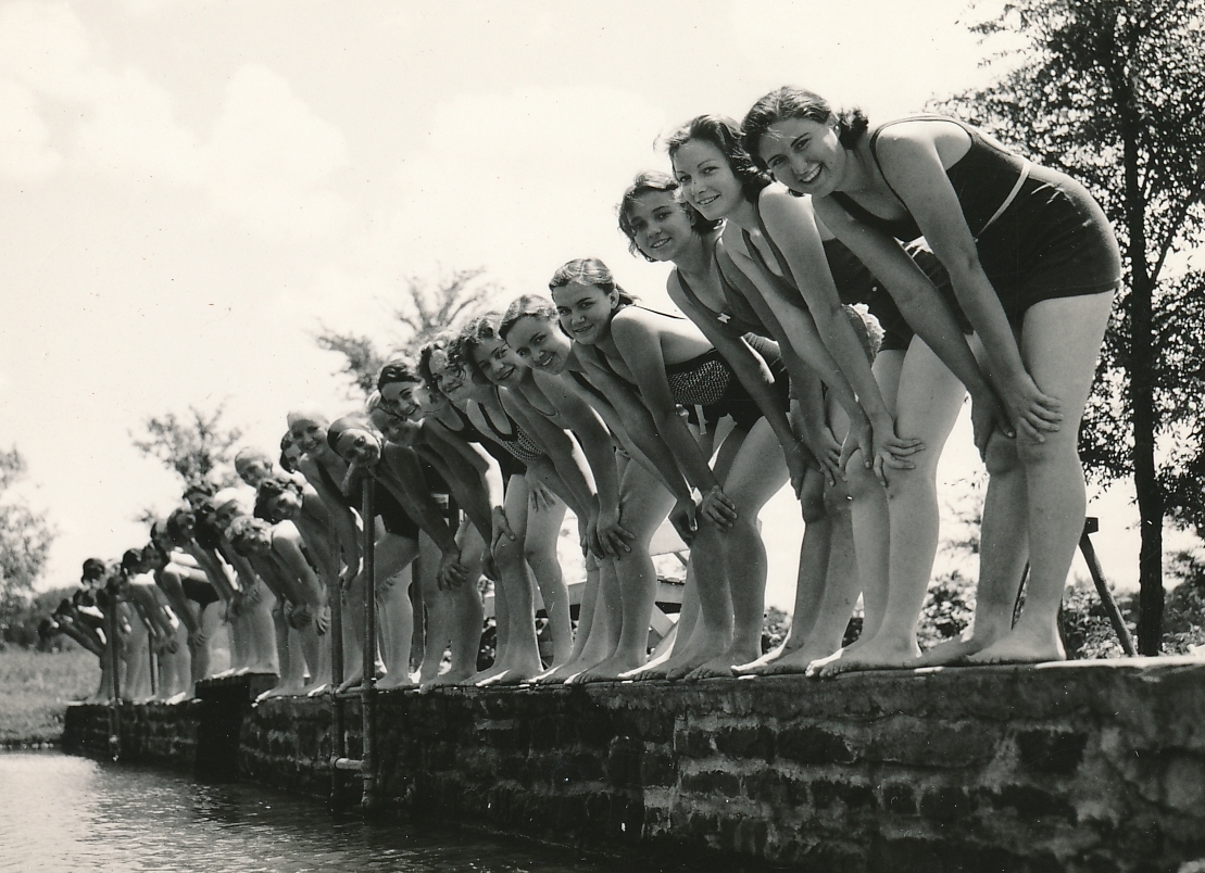 Young women enjoying a WPA-built swimming pool in Jefferson County, Alabama. Photo courtesy of the National Archives (June 1938).