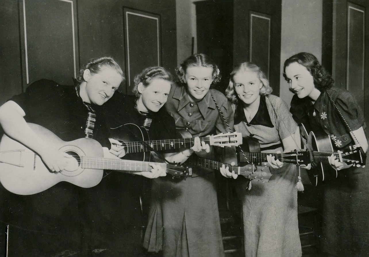 A guitar-playing quintet, part of a WPA music and recreation program in Prentice, Wisconsin. Photo courtesy of the National Archives (ca. 1935-1939).