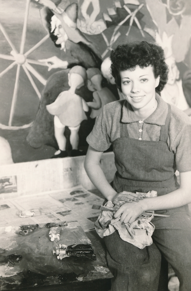 WPA artist Bernice Cross working on a mural for a children’s hospital in Prince George’s County, Maryland. Photo courtesy of the National Archives (1937).