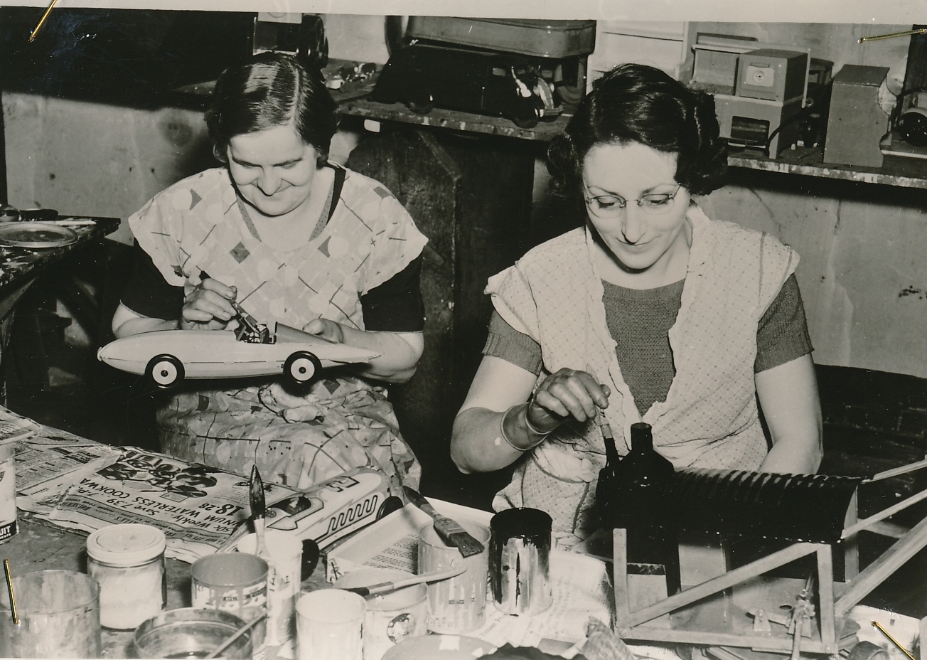 These WPA workers are refurbishing toys, to be distributed during Christmas time to underprivileged children in St. Paul, Minnesota. A job with a higher social purpose is a job worth smiling about. Photo courtesy of the National Archives (ca. 1935-1943).