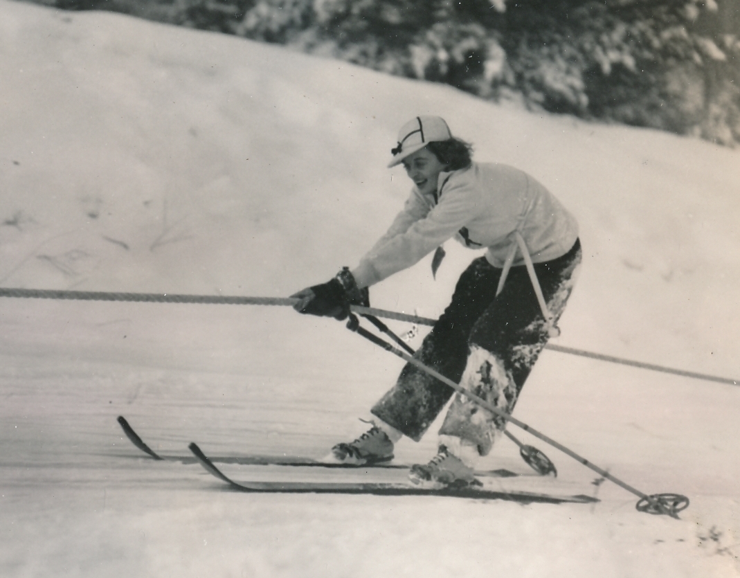 Another happy skier at the WPA-built winter recreation area in Bridgeton, Maine. Photo courtesy of the National Archives (ca. 1935-1943).