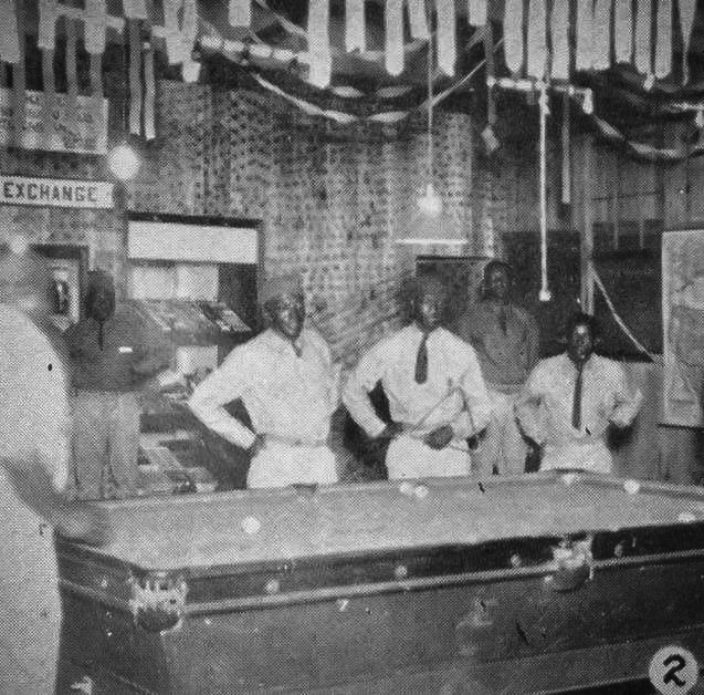 Members of CCC Company 2425, Camp MP-3, enjoying a game of pool, ca. 1937.