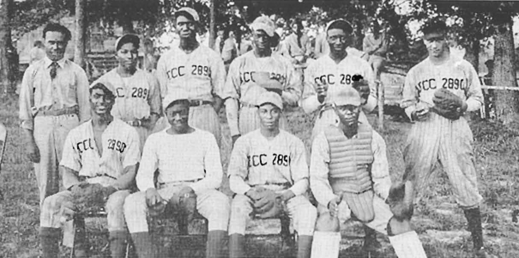The trophy-winning softball team of CCC Company 2890 (C), Camp SCS-25-T, ca. 1936.